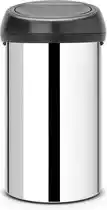 Bol.com Brabantia Touch Bin Prullenbak - 60 l - Brilliant Steel / Matt Black deksel aanbieding