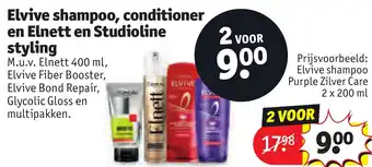 Kruidvat Elvive shampoo, conditioner en Elnett en Studioline styling aanbieding