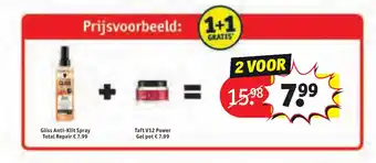 Kruidvat Gliss Anti-Klit Spray Taft V12 Power aanbieding