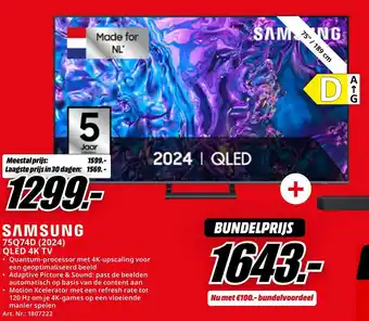 MediaMarkt SAMSUNG 75Q74D (2024) QLED 4K TV aanbieding