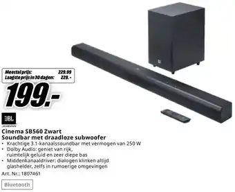 MediaMarkt JBL Cinema SB560 Zwart Soundbar met draadloze subwoofer aanbieding