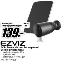 MediaMarkt EZVIZ BC1c Pro 4K Kit met Zonnepaneel Beveiligingscamera aanbieding