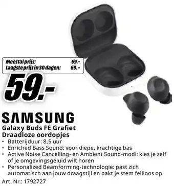 MediaMarkt SAMSUNG Galaxy Buds FE Grafiet Draadloze oordopjes aanbieding