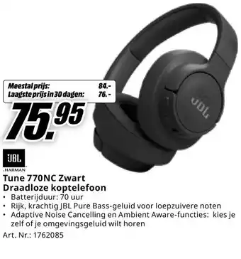 MediaMarkt JBL Tune 770NC Zwart Draadloze koptelefoon aanbieding