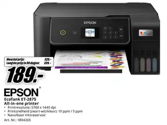 MediaMarkt EPSON All-in-one printer EcoTank ET-2875 aanbieding