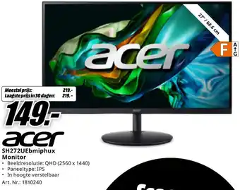 MediaMarkt acer Monitor SH272UEbmiphux aanbieding