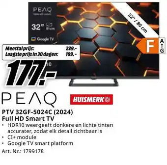 MediaMarkt PEAQ PTV 32GF-5024C 2024Full HD Smart TV aanbieding