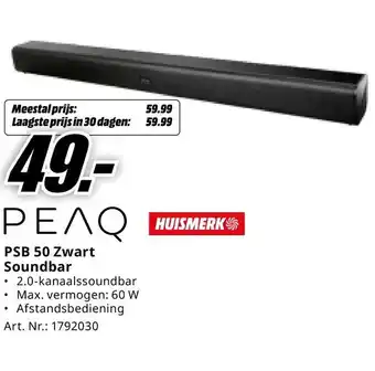 MediaMarkt PEAQ PSB 50 Zwart Soundbar aanbieding