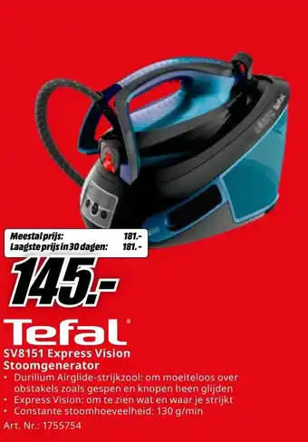 MediaMarkt Tefal SV8151 Express Vision Stoomgenerator aanbieding