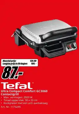 MediaMarkt Tefal Ultra Compact Comfort GC3060 Contactgrill aanbieding