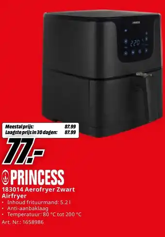 MediaMarkt PRINCESS 183014 Aerofryer Zwart Airfryer aanbieding