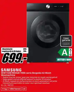 MediaMarkt SAMSUNG WW11DB7B94GB 7000-serie Bespoke AI Wash Wasmachine aanbieding