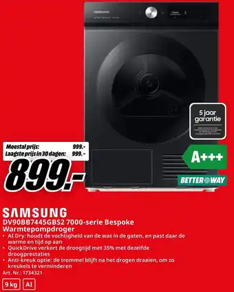 MediaMarkt SAMSUNG DV90BB7445GBS2 7000-serie Bespoke Warmtepompdroger aanbieding