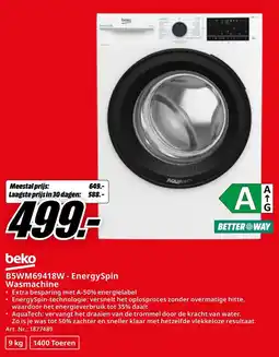 MediaMarkt beko Wasmachine B5WM69418W - EnergySpin aanbieding