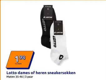 Action Lotto dames of heren sneakersokken aanbieding