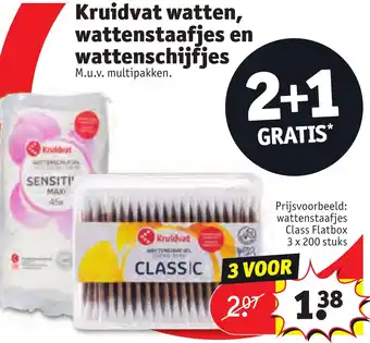 Kruidvat Kruidvat watten, wattenstaafjes en wattenschijfjes aanbieding