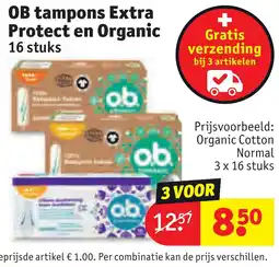 Kruidvat OB tampons Extra Protect en Organic 16 stuks aanbieding