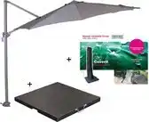 Bol.com Garden Impressions Hawaii zweefparasol S Ø300 - donker grijs met 80 kg parasolvoet en parasolhoes aanbieding