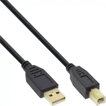 Amazon InLine 34503S USB 2.0 kabel, A naar B, zwart, contacten goud, 0,3 m aanbieding