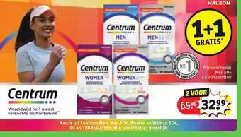 Kruidvat Keuze uit Centrum Men, Men 50+, Women en Woman 50+, 90 en 180 tabletten. Alle combinaties mogelijk. aanbieding