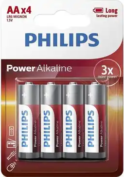 Amazon Philips Power Alkaline AA Batterij Pack van 4 aanbieding