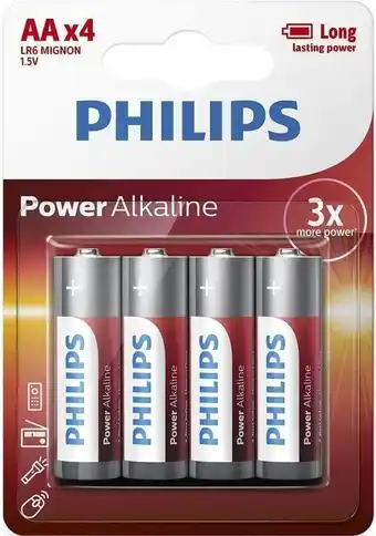 Amazon Philips Power Alkaline AA Batterij Pack van 4 aanbieding