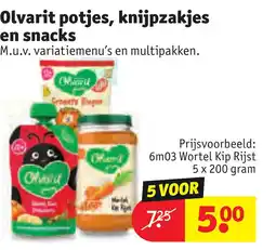 Kruidvat Olvarit potjes, knijpzakjes aanbieding