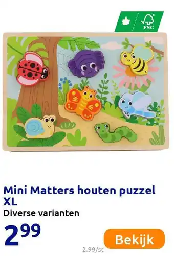 Action Mini Matters houten puzzel XL aanbieding