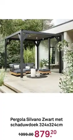 Karwei Pergola Silvano Zwart met schaduwdoek aanbieding