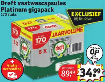 Kruidvat Dreft vaatwascapsules Platinum gigapack aanbieding