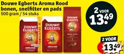 Kruidvat Douwe Egberts Aroma Rood bonen, snelfilter en pads aanbieding