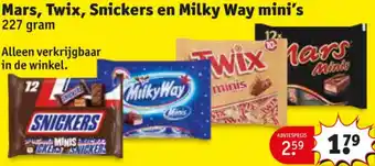 Kruidvat Mars, Twix, Snickers en Milky Way mini's aanbieding