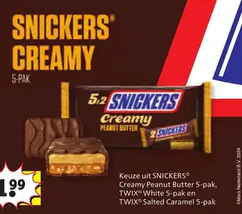 Kruidvat Snickers creamy aanbieding