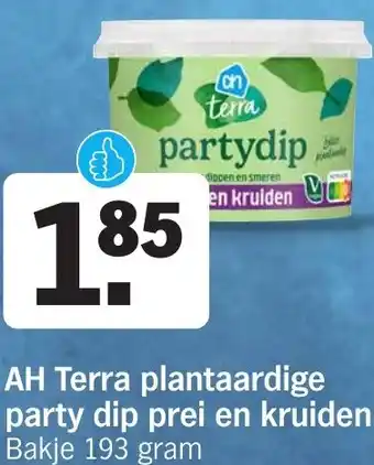 Albert Heijn AH Terra plantaardige party dip prei en kruiden aanbieding