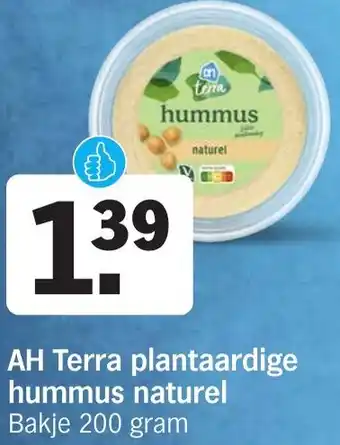 Albert Heijn AH Terra plantaardige hummus naturel aanbieding