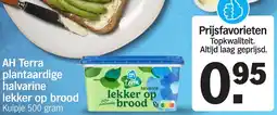 Albert Heijn AH Terra plantaardige halvarine lekker op brood aanbieding