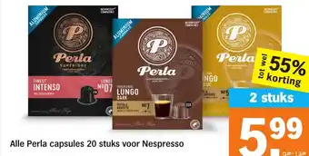 Albert Heijn Alle Perla capsules 20 stuks voor Nespresso aanbieding