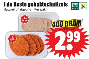 Dirk 1 de Beste gehaktschnitzel: Naturel of zigeuner. Per pak. aanbieding