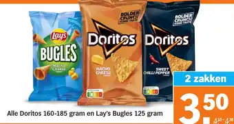 Albert Heijn Alle Doritos en Lay's Bugles aanbieding