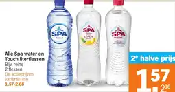 Albert Heijn Alle Spa water en Touch literflessen aanbieding