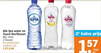 Albert Heijn Alle Spa water en Touch literflessen aanbieding