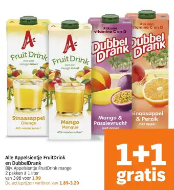 Albert Heijn Alle Appelsientje FruitDrink en DubbelDrank aanbieding