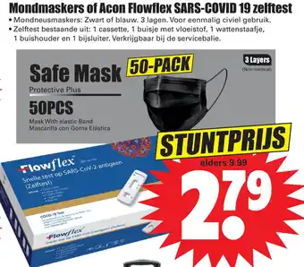 Dirk Mondmaskers of Acon Flowflex SARS-COVID 19 zelftest aanbieding