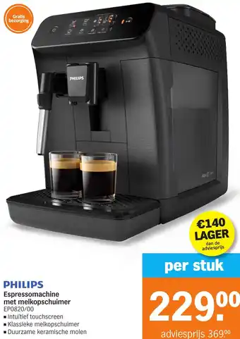 Albert Heijn PHILIPS Espressomachine met melkopschuimer aanbieding