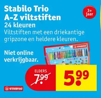 Kruidvat Stabilo Trio A-Z viltstiften 24 kleuren aanbieding