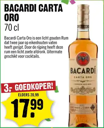 Dirck 3 Bacardi Carta Oro aanbieding