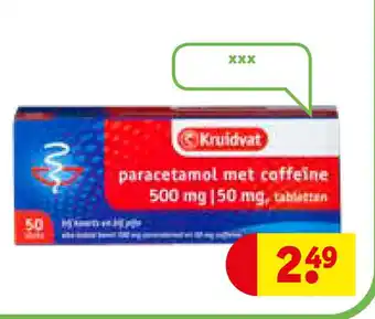 Kruidvat Paracetamol met coffeine 500 mg |50 mg, tablettan aanbieding