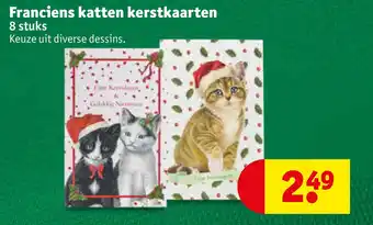 Kruidvat Franciens katten kerstkaarten 8 stuks aanbieding