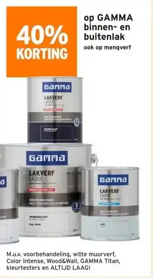 GAMMA 40% korting op GAMMA binnen- en buitenlak aanbieding