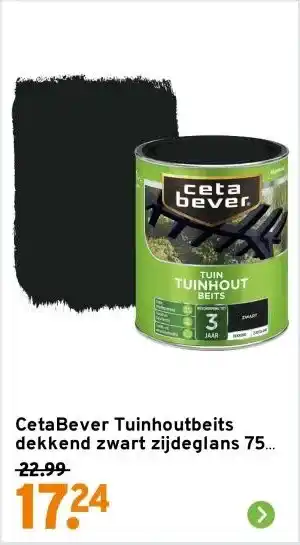 GAMMA CetaBever Tuinhoutbeits dekkend zwart zijdeglans 750 ml aanbieding